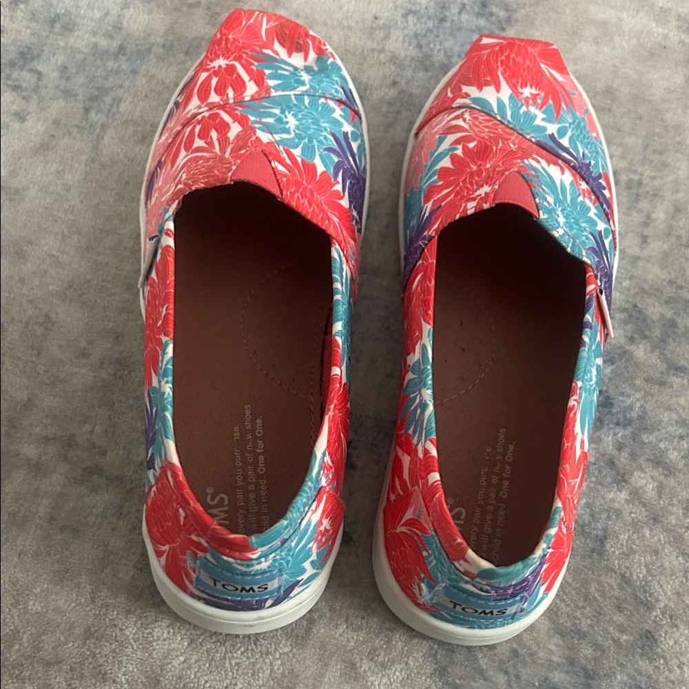 TOMS Colorful Floral Canvas Slip-Ons